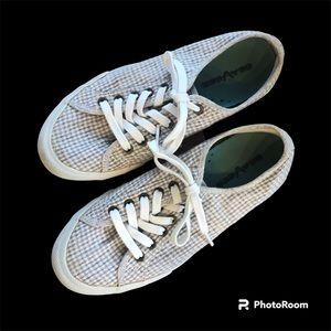 SeaVees Monterey Beach Club Tan/White Gingham Low Top Lace Up Sneaker